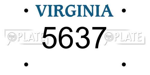 5637 Virginia License Plate