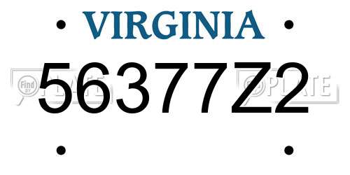 56377Z2 Virginia License Plate