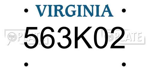 563K02 Virginia License Plate