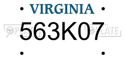 563K07 Virginia License Plate