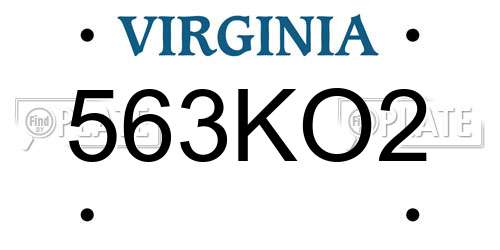 563KO2 Virginia License Plate
