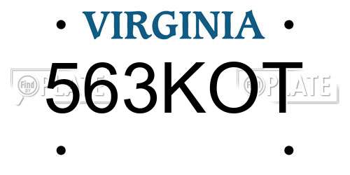 563KOT Virginia License Plate
