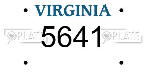 5641 Virginia License Plate
