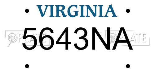5643NA Virginia License Plate