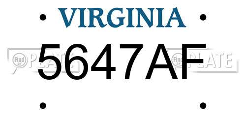 5647AF Virginia License Plate