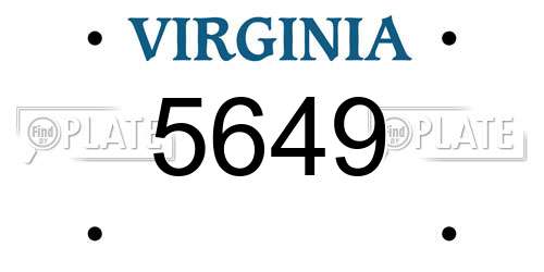 5649 Virginia License Plate
