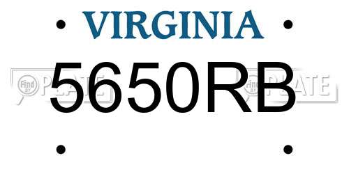 5650RB Virginia License Plate
