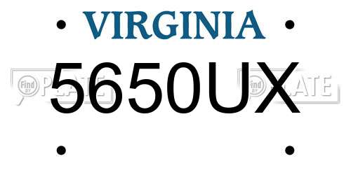 5650UX Virginia License Plate