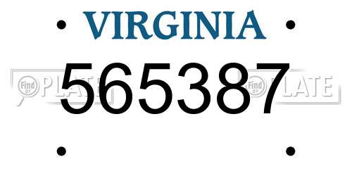 565387 Virginia License Plate