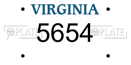 5654 Virginia License Plate