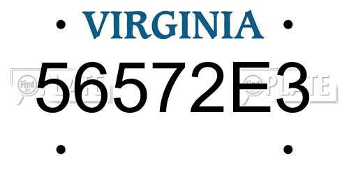 56572E3 Virginia License Plate