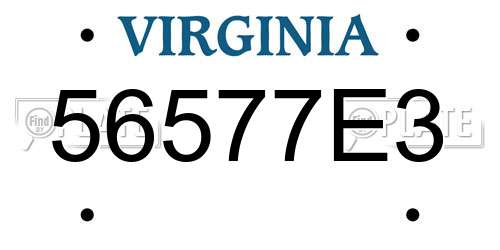 56577E3 Virginia License Plate
