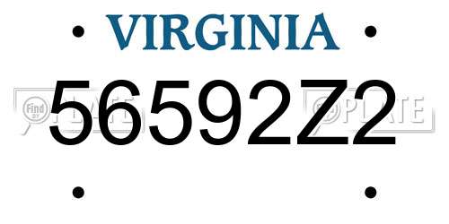 56592Z2 Virginia License Plate