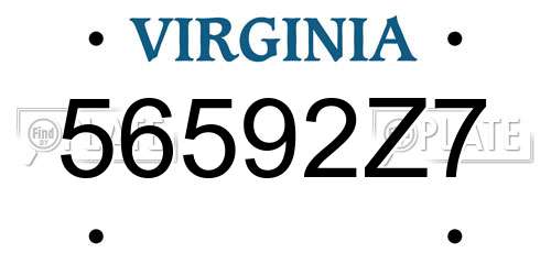 56592Z7 Virginia License Plate