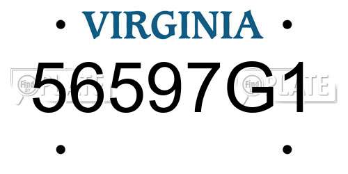 56597G1 Virginia License Plate