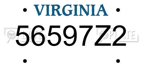 56597Z2 Virginia License Plate