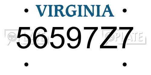 56597Z7 Virginia License Plate