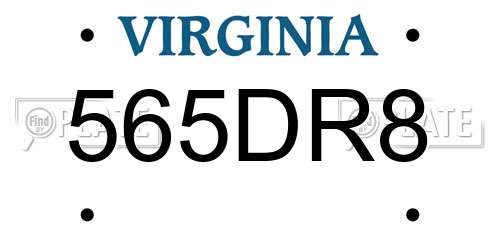 565DR8 Virginia License Plate