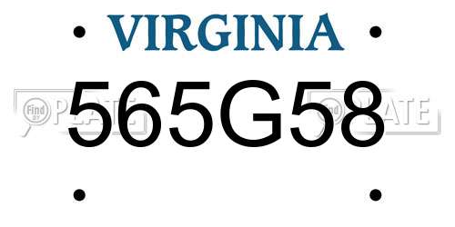 565G58 Virginia License Plate