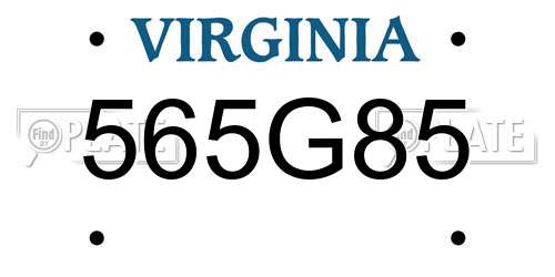 565G85 Virginia License Plate