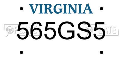 565GS5 Virginia License Plate