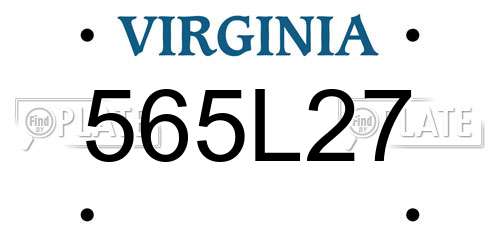 565L27 Virginia License Plate