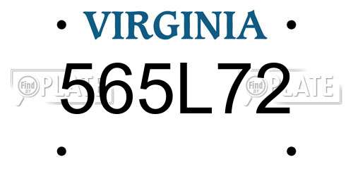 565L72 Virginia License Plate
