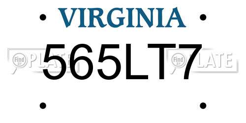 565LT7 Virginia License Plate