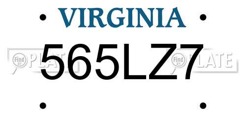 565LZ7 Virginia License Plate