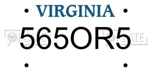 565OR5 Virginia License Plate
