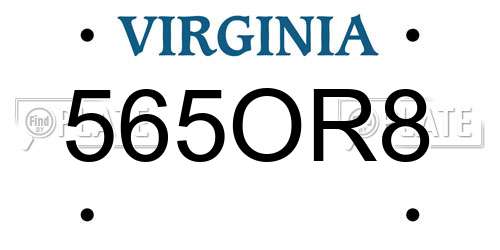 565OR8 Virginia License Plate