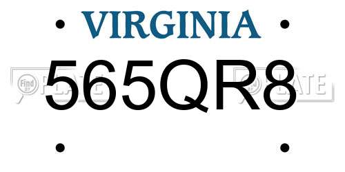 565QR8 Virginia License Plate