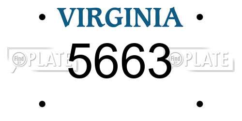 5663 Virginia License Plate