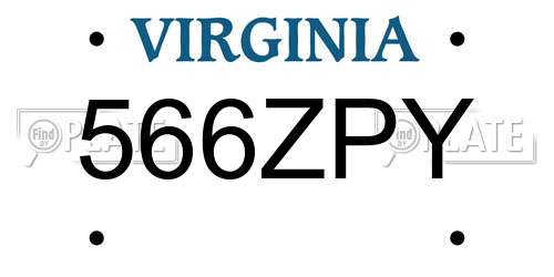 566ZPY Virginia License Plate
