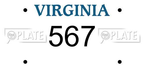 567 Virginia License Plate