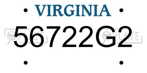 56722G2 Virginia License Plate