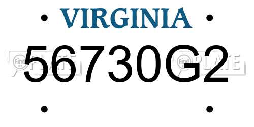 56730G2 Virginia License Plate
