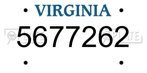 5677262 Virginia License Plate
