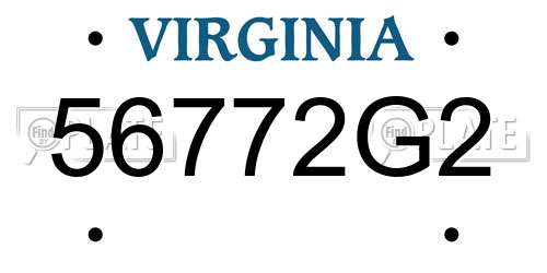 56772G2 Virginia License Plate