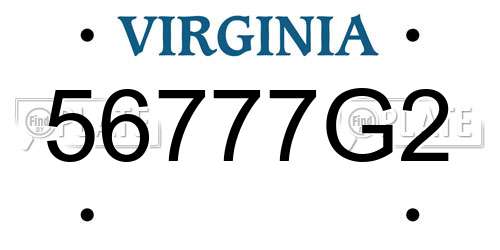 56777G2 Virginia License Plate
