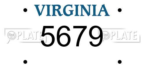 5679 Virginia License Plate