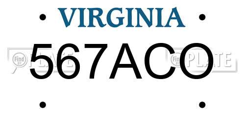 567ACO Virginia License Plate