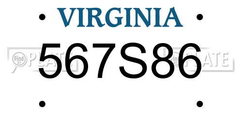 567S86 Virginia License Plate