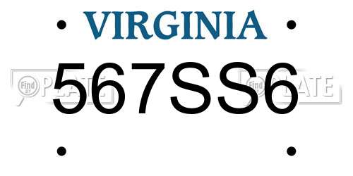 567SS6 Virginia License Plate