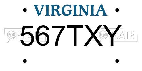 567TXY Virginia License Plate