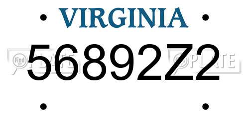 56892Z2 Virginia License Plate