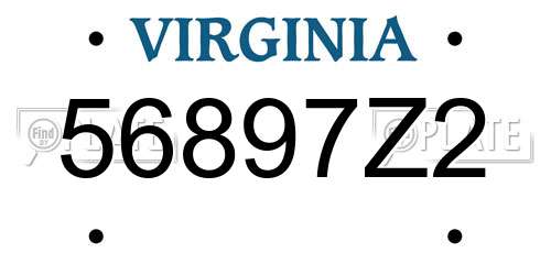 56897Z2 Virginia License Plate