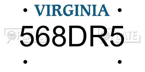 568DR5 Virginia License Plate