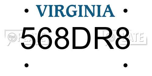 568DR8 Virginia License Plate