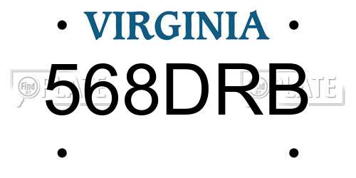 568DRB Virginia License Plate